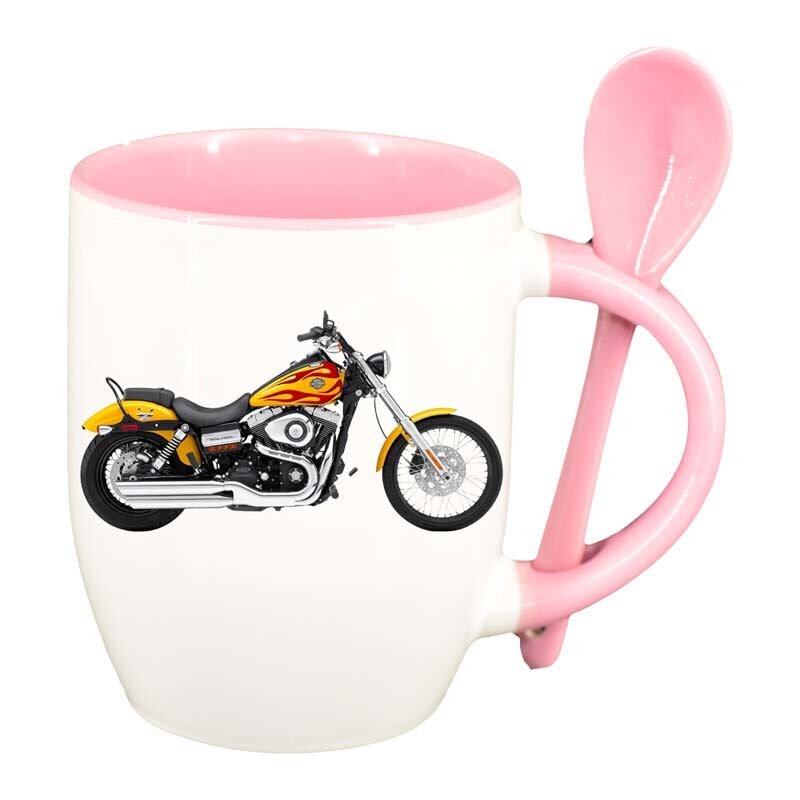 Cana Motor cu lingurita, interior roz, 330ml, D57