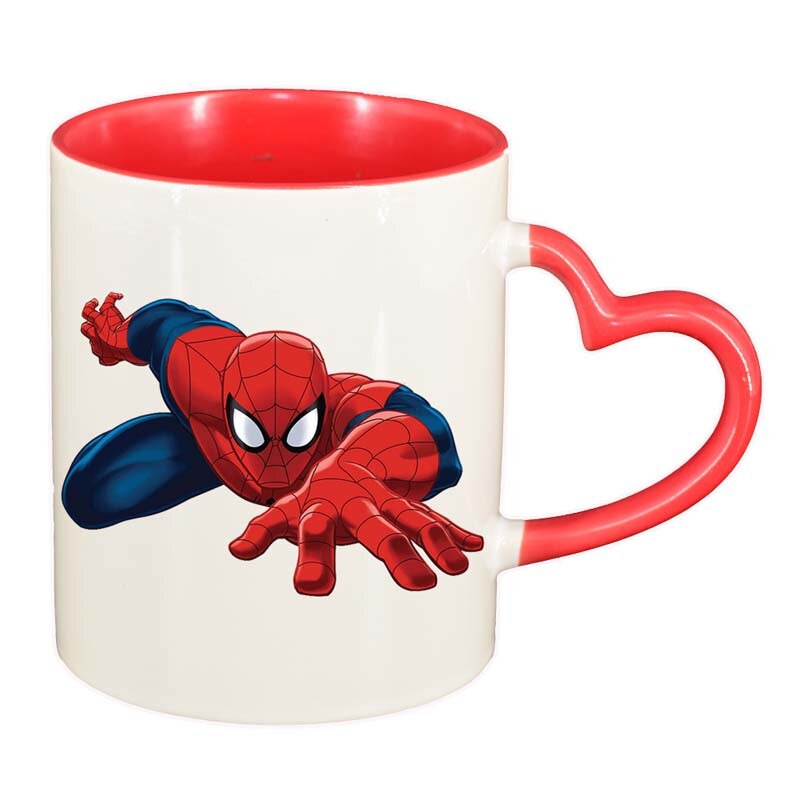 Cana Spiderman, interior rosu, maner inima, 330ml, D116