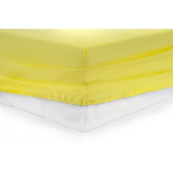 Cearceaf de pat cu elastic, 90x200cm, bumbac, densitate 144TC, galben Cearceaf de pat cu elastic, 90x200cm, bumbac, densitate 144TC, galben