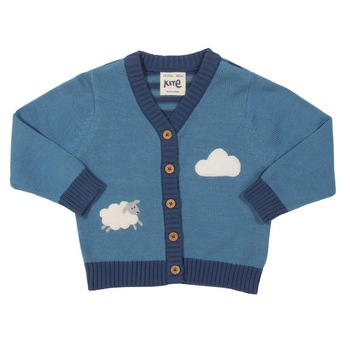 Cardigan tricotat albastru pentru baietei, model oita si norisor Cardigan tricotat albastru pentru baietei, model oita si norisor
