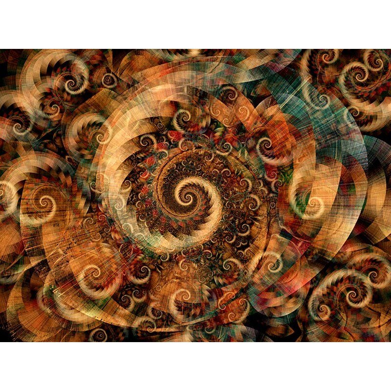 Tablou canvas, produs DekoStore, pentru dormitor/living/birou, inramat pe cadru de lemn, print HD, Spirale colorate, 40x30 cm