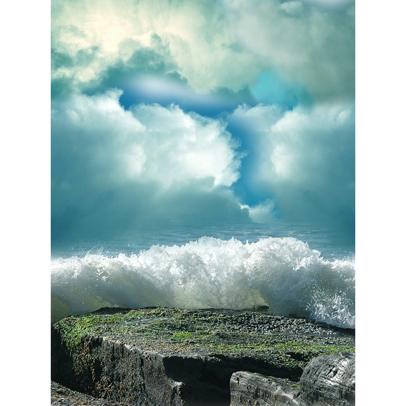 Tablou canvas, produs DekoStore, pentru living/dormitor/birou, inramat pe cadru de lemn, print HD, Valuri in nori, 70x100 cm