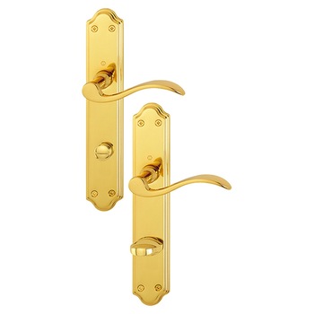 Maner usa interior, Hoppe Malaga, cu sild pentru WC-R, material alama, culoare auriu lucios, 90 x 45 mm Maner usa interior, Hoppe Malaga, cu sild pentru WC-R, material alama, culoare auriu lucios, 90 x 45 mm