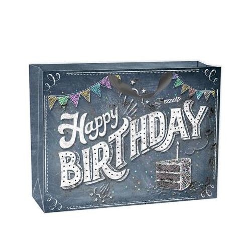 Punga pentru cadouri (XL) - Happy Birthday Chalkboard