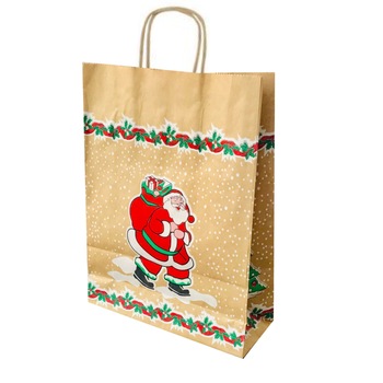 Pungi cadou Mos Craciun mica, hartie, natur, 18x7x24 cm, 10 buc/bax Pungi cadou Mos Craciun mica, hartie, natur, 18x7x24 cm, 10 buc/bax