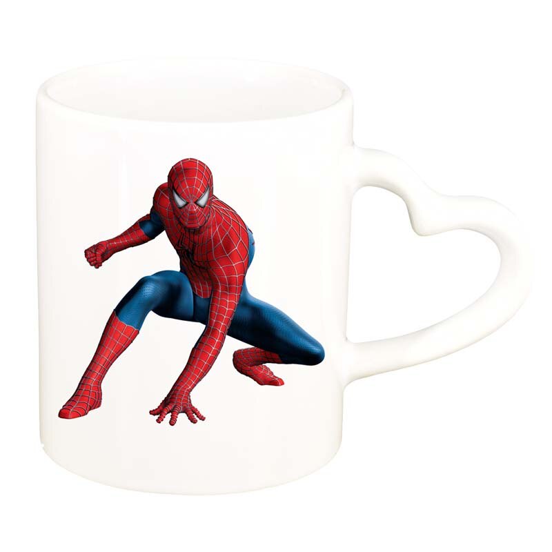 Cana Spiderman, alb, maner inima, 330ml, D114