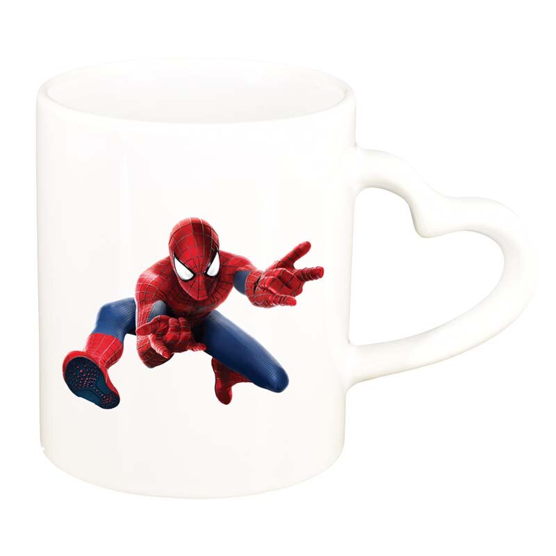 Cana Spiderman, alb, maner inima, 330ml, D115