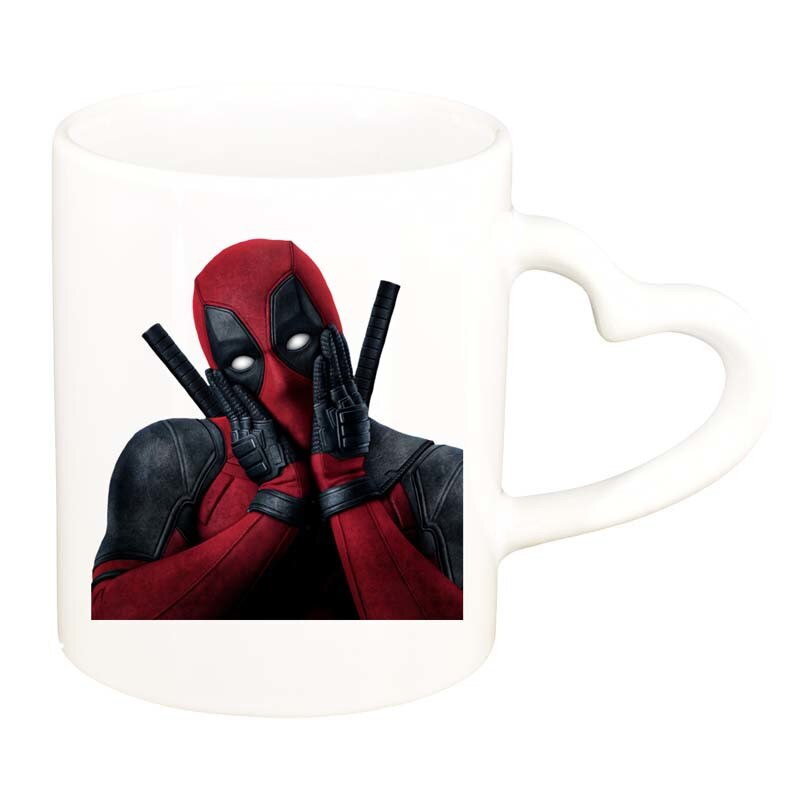 Cana Deadpool, alb, maner inima, 330ml, D120