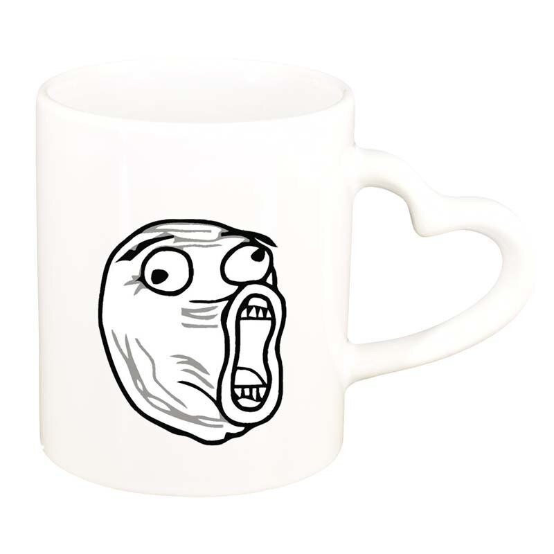 Cana Meme, alb, maner inima, 330ml, D135