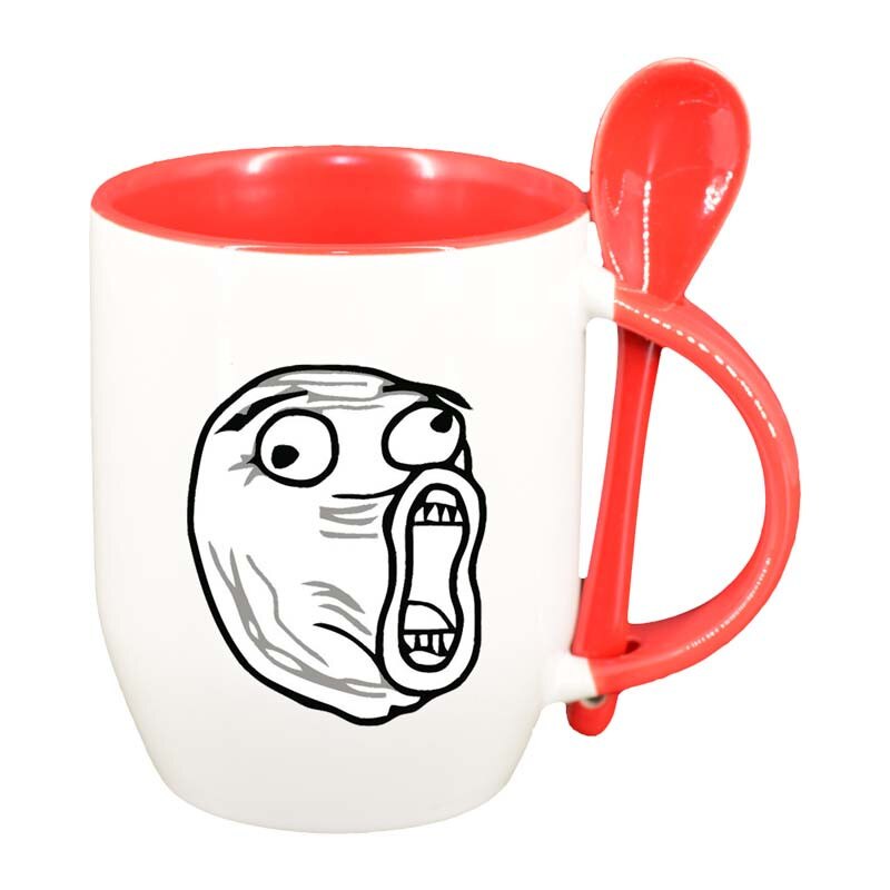 Cana Meme cu lingurita, interior rosu, 330ml, D135