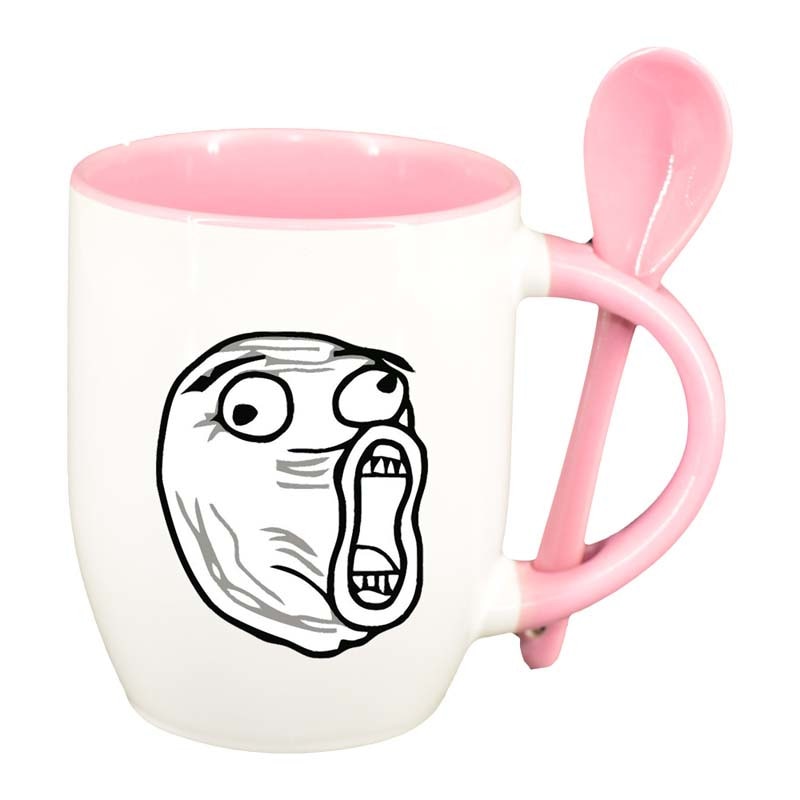 Cana Meme cu lingurita, interior roz, 330ml, D135