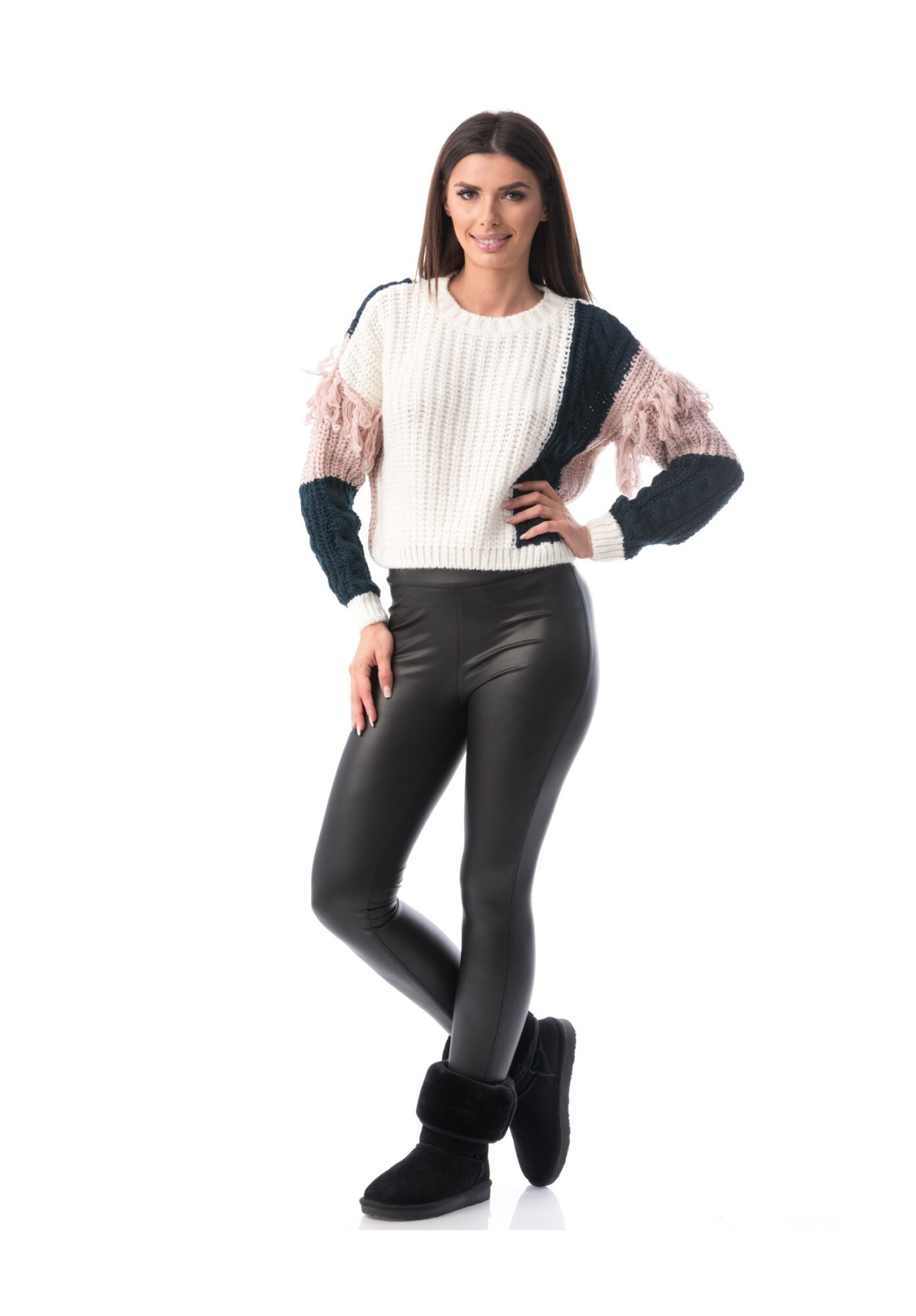 Pulover tricotat dama,lana, marime universala,multicolor