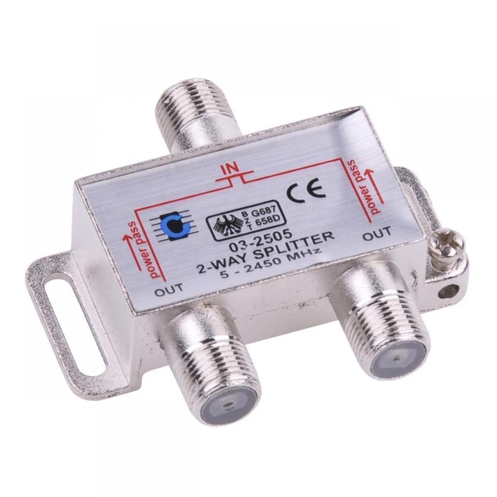 Spliter 2 cai power pass 5-2450Mhz Cabletech ZLA0635