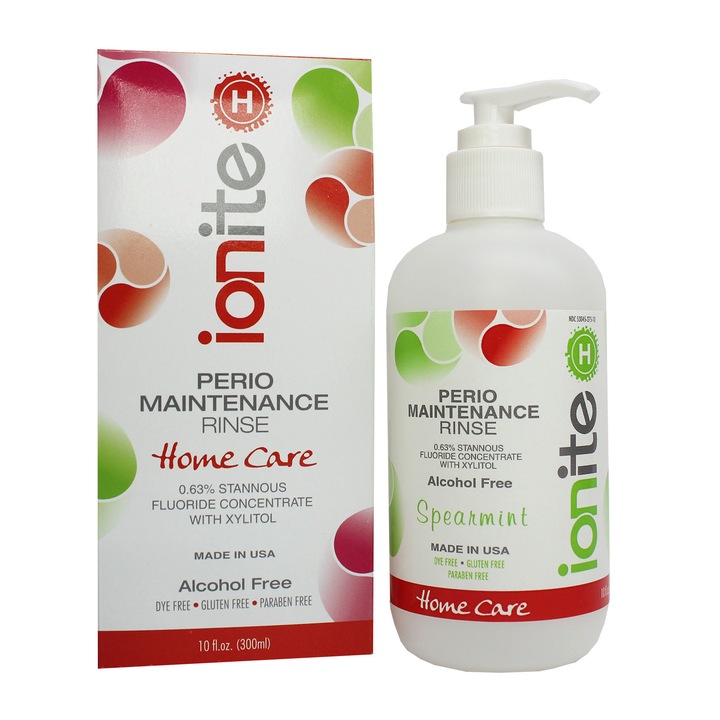 Dharma Research szájvíz, ionit, 0.63% ón-fluorid, alkohol nélkül, xilittel, menta ízű, 296 ml