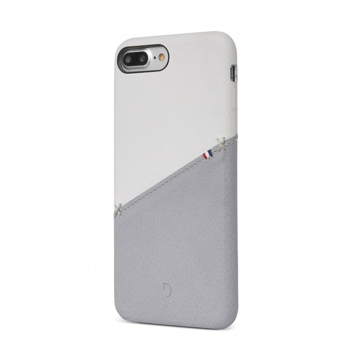 Carcasa piele Decoded Back Cover compatibila iPhone 8 Plus / 7 Plus / 6s Plus / 6 Plus, White / Grey