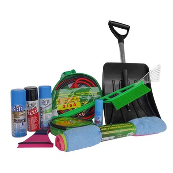 Kit auto de iarna iMK - lopata, cablu incarcare, chinga remorcare, raclete, spray, RG Kit auto de iarna iMK - lopata, cablu incarcare, chinga remorcare, raclete, spray, RG
