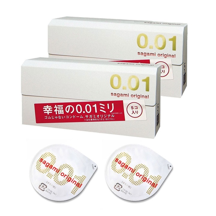 Pachet 2x Prezervative, fara Latex, fara alergeni, Sagami 0.01mm, made in Japan