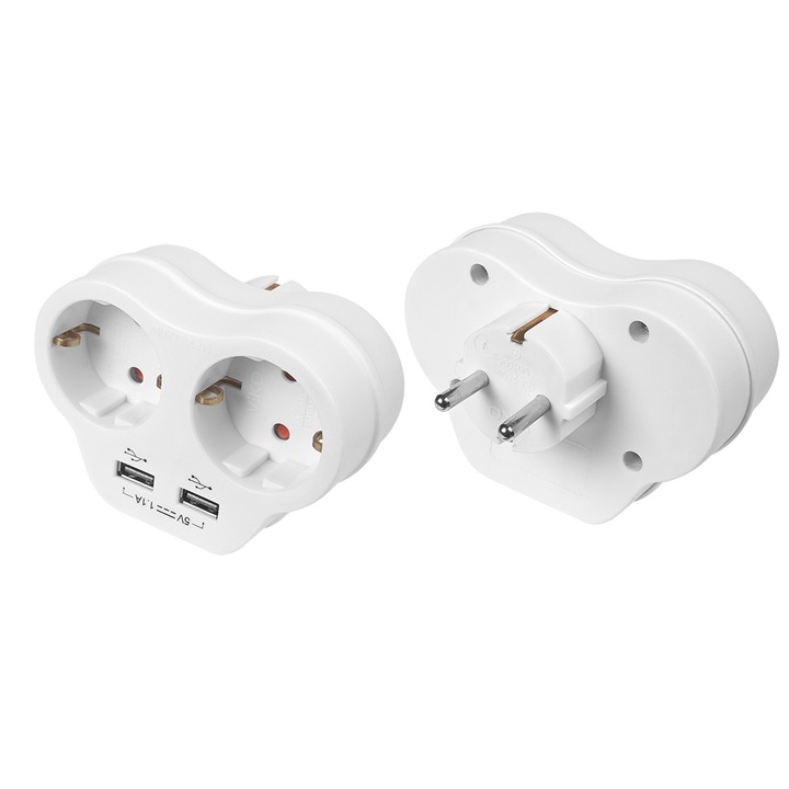 Priza dubla schuko +2xUSB + stecher