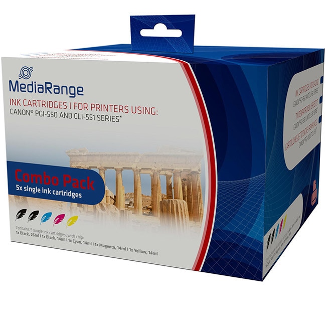 Set 5 caruse Mediarange compatibil cu Canon CLI-551XL CMYB and Canon PGI-550XL B Multipack