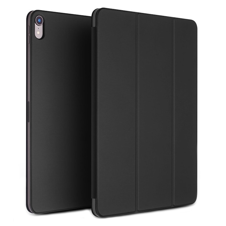 iPad Pro 12.9 (2018), Ultra vékony tok, mágneses, állvány, smart cover, Qialino Snap-on, Fekete