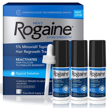 Solutie, Rogaine, impotriva Caderii Parului, Minoxidil 5%, Pipeta Originala Inclusa, Tratament 3 luni (3x flacoane 60ml) Solutie, Rogaine, impotriva Caderii Parului, Minoxidil 5%, Pipeta Originala Inclusa, Tratament 3 luni (3x flacoane 60ml)