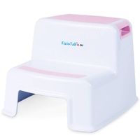 Scaunel Inaltator WC in Doua Trepte Pentru Copii, Multifunctional - FizioTab®Kids Two Step Stoll - Taburet Utilizare Baie la Toaleta, Chiuveta sau in Bucatarie - Scaun Suprafata Antialunecare pentru Confort si Siguranta, 1 bucata, Alb/Roz