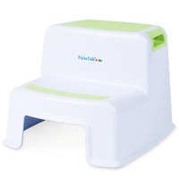 Scaunel Inaltator WC in Doua Trepte pentru Copii, FizioTab®Kids, Multifunctional - Taburet Utilizare Baie la Toaleta, Chiuveta sau Bucatarie - Scaun cu Suprafata Antialunecare pentru Confort si Siguranta, 1 bucata, Alb/Verde