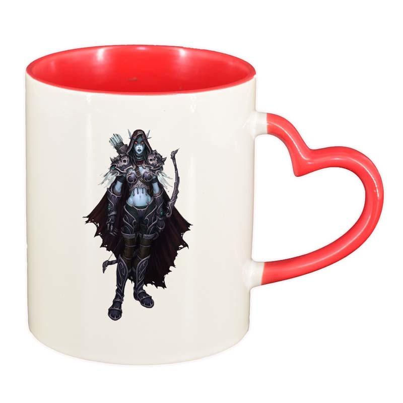 Cana WoW, interior rosu, maner inima, 330ml, D142