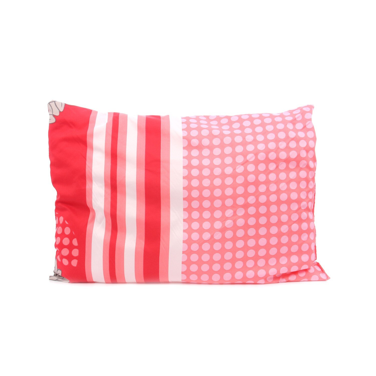 Perna pentru dormit iMKⓇ puf siliconic + microfibra, 70 x 50 cm, rosu cu alb