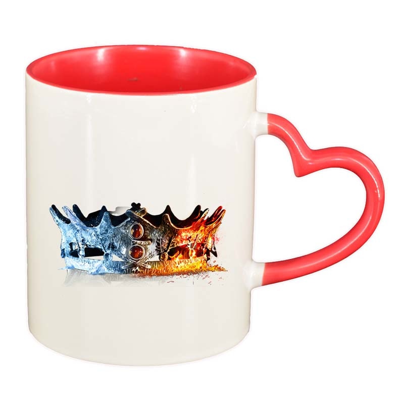 Cana WoW, interior rosu, maner inima, 330ml, D143