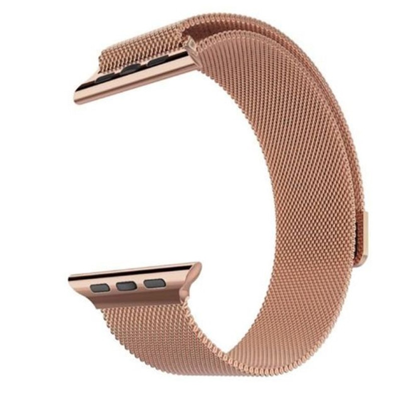 Curea metalica compatibila Apple Watch, Milanese Loop, 38mm, Auriu-Roz