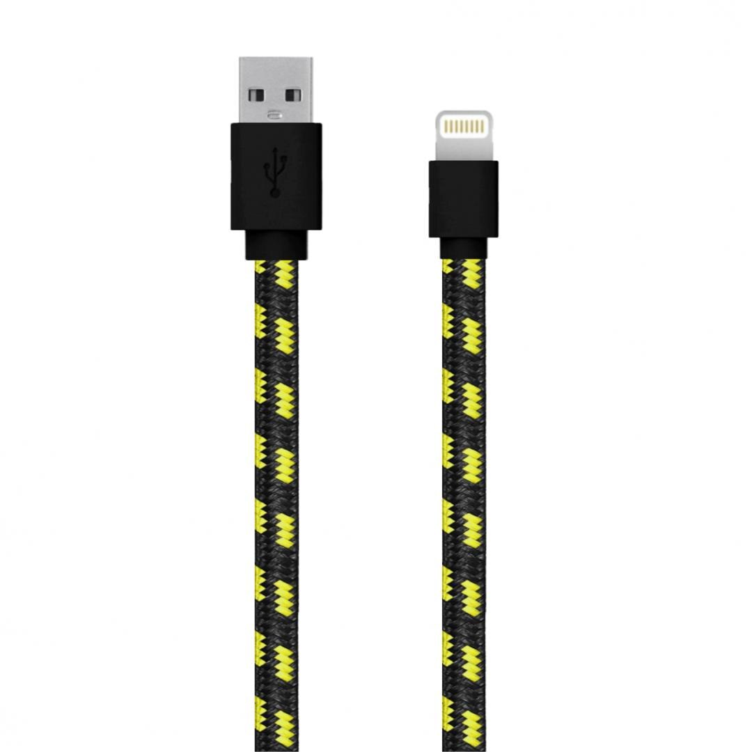 Cablu Lightning Serioux, acoperit cu material textil, rezistent lauzura, plat, compatibil Apple, MFI, 2m, Negru