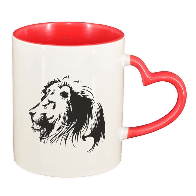 Cana Zodie, interior rosu, maner inima, 330ml, D154