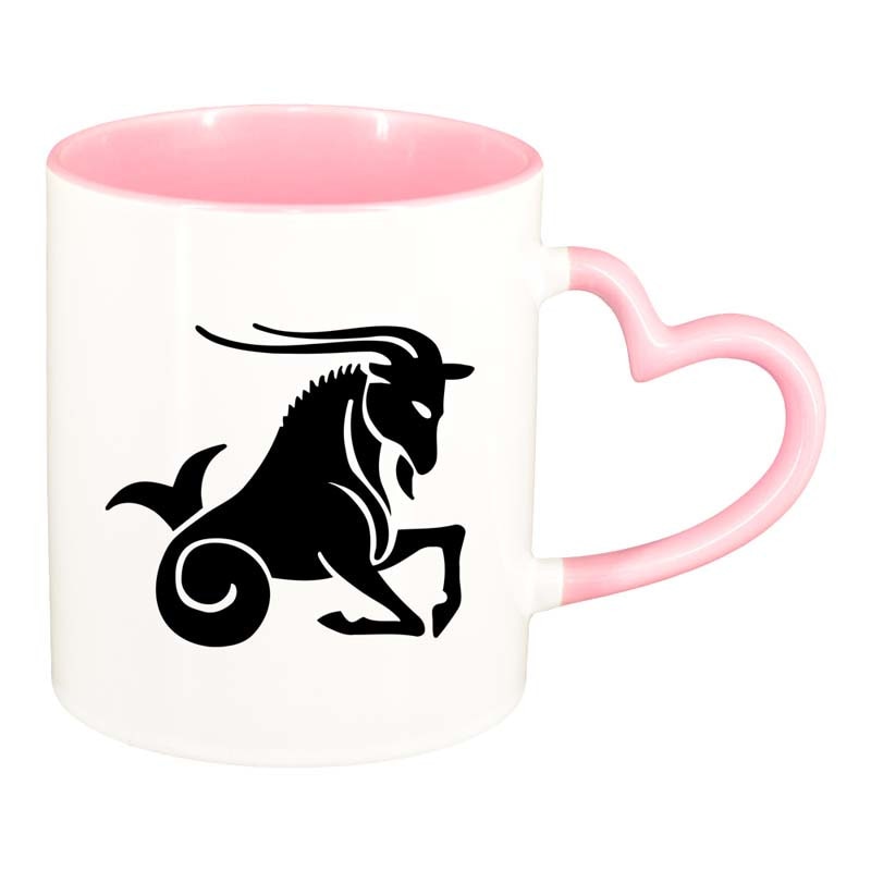 Cana Zodie, interior roz, maner inima, 330ml, D159