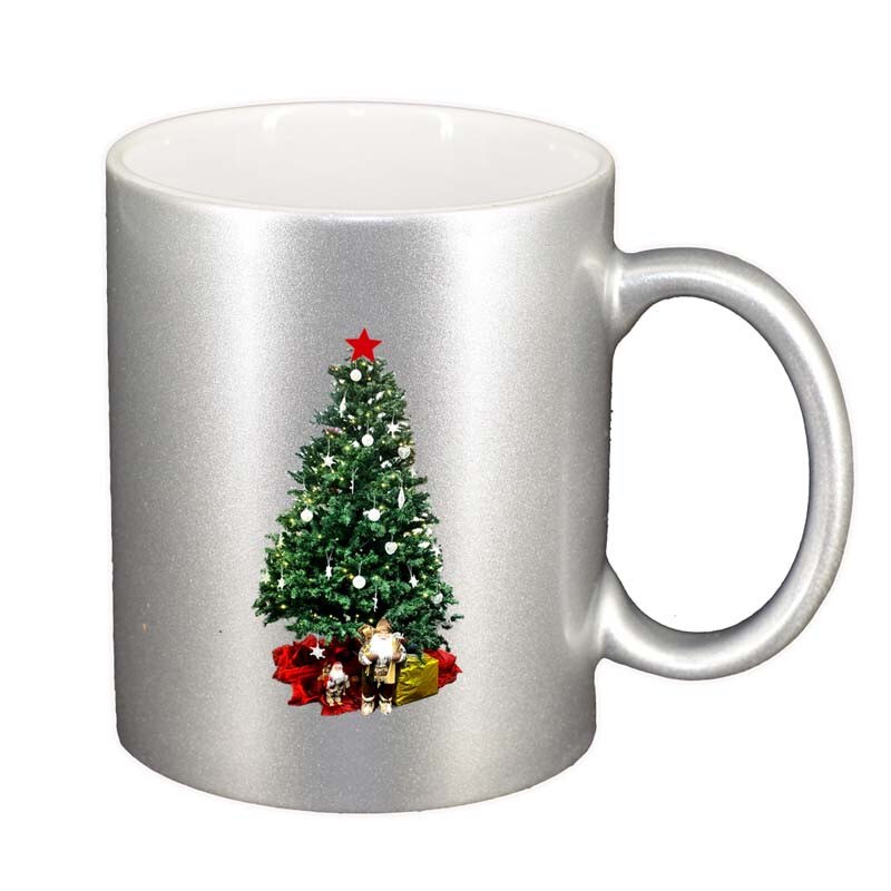 Cana Craciun, argintiu sidefata, 330ml, D164