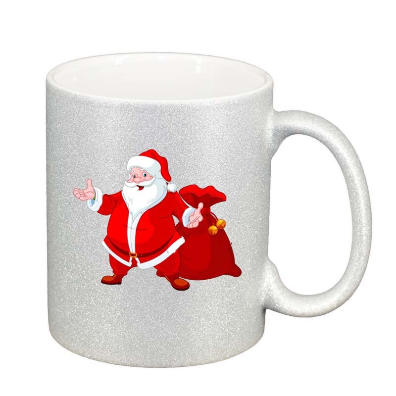 Cana Mos Craciun, argintiu sidefata glitter, 330ml, D162