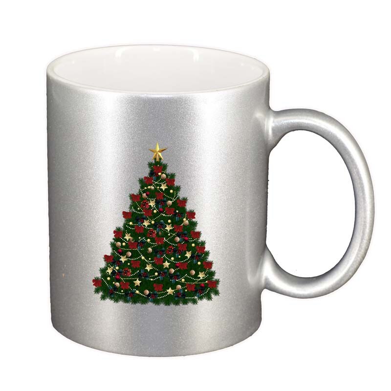 Cana Craciun, argintiu sidefata, 330ml, D165