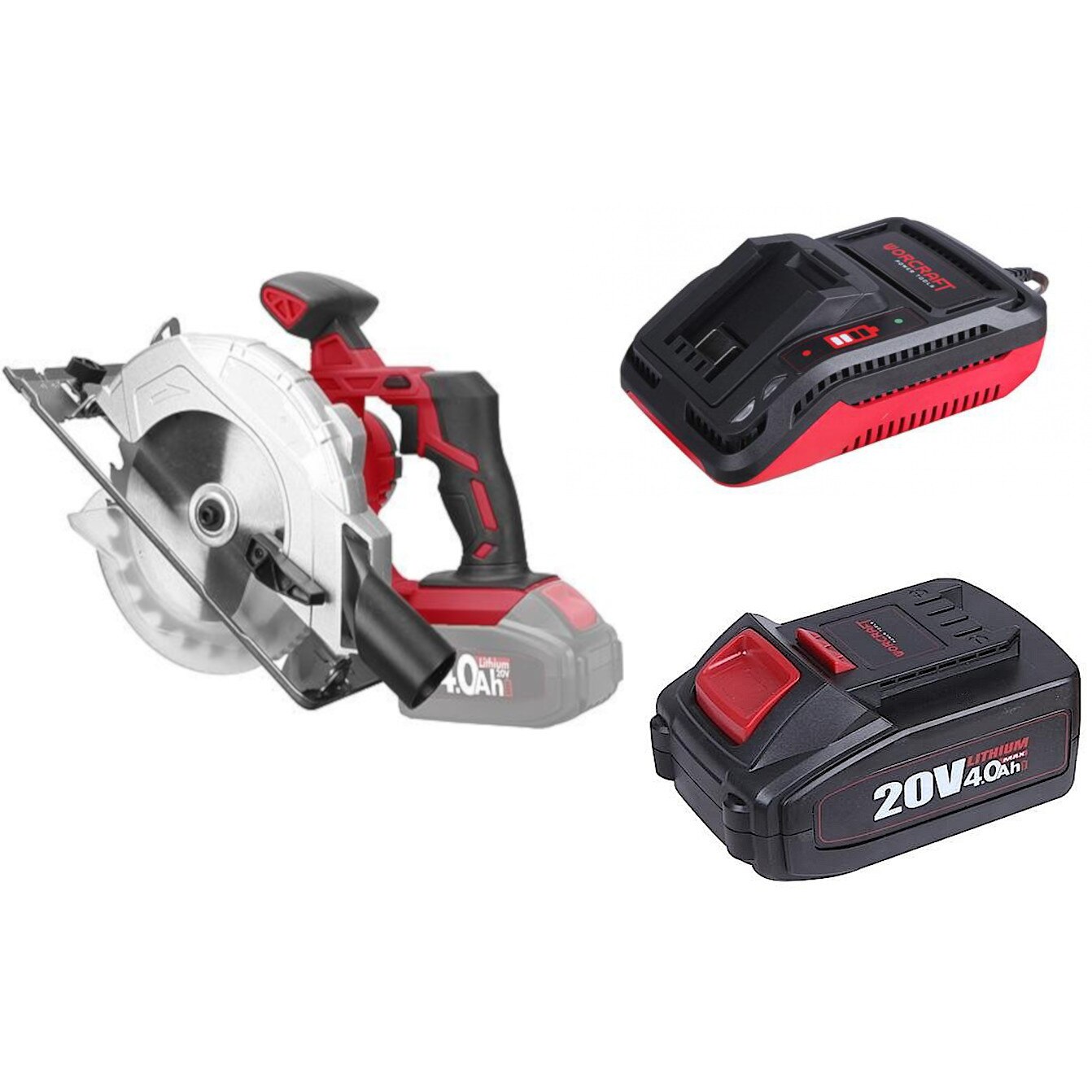 Fierastrau circular pe acumulator Worcraft 165mm,20V/4A,Li-Ion