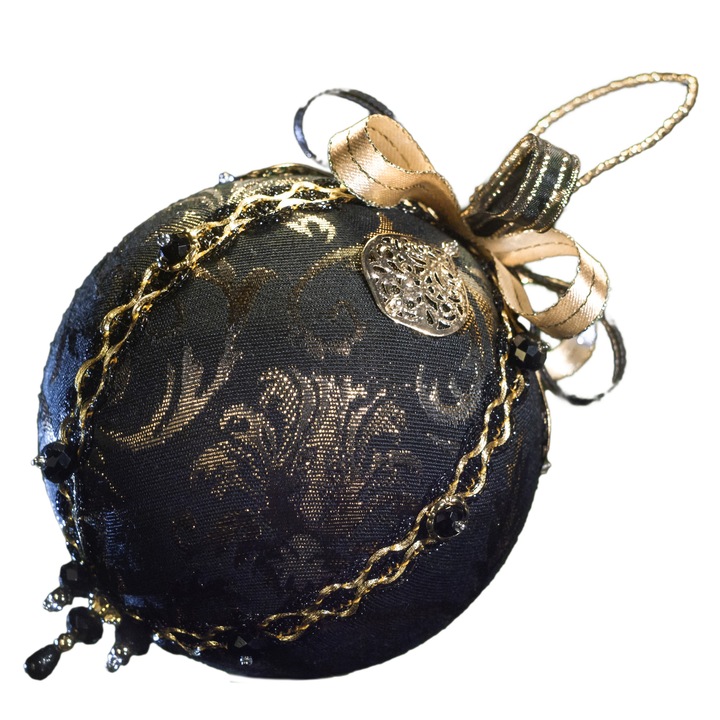 Glob de Lux de Craciun design Neli Chiu, serie limitata, 12 cm, negru auriu 02