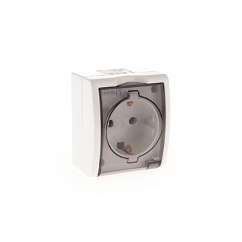 Priza simpla suko pentru exterior cu capac IP 54 Kontakt gama Aquaris Alb Priza simpla suko pentru exterior cu capac IP 54 Kontakt gama Aquaris Alb