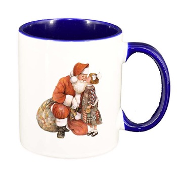 Cana Mos Craciun, interior albastru inchis, 330ml, D167 Cana Mos Craciun, interior albastru inchis, 330ml, D167