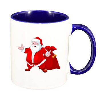 Cana Mos Craciun, interior albastru inchis, 330ml, D162 Cana Mos Craciun, interior albastru inchis, 330ml, D162