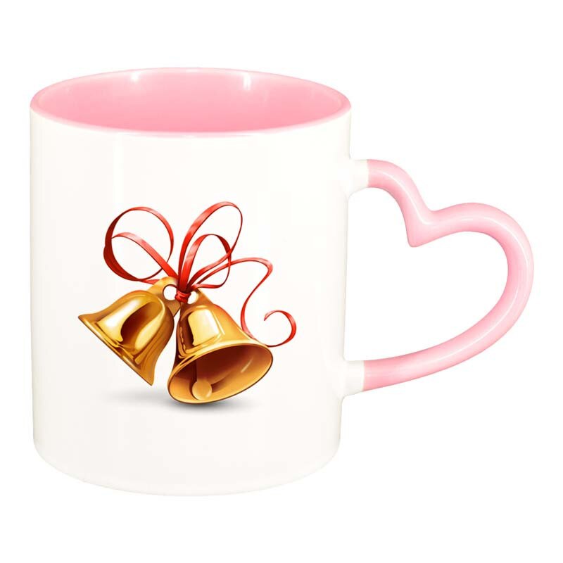 Cana Craciun, interior roz, maner inima, 330ml, D170