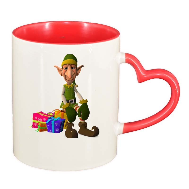 Cana Craciun, interior rosu, maner inima, 330ml, D175