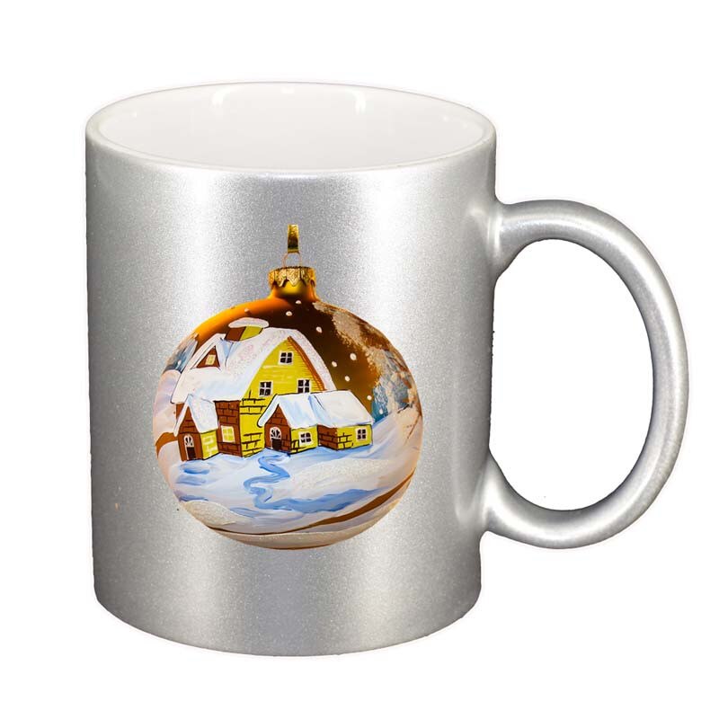 Cana Craciun, argintiu sidefata, 330ml, D172