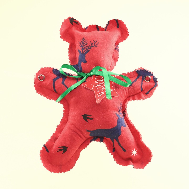 Joc/Jucarie- Kit Ursulet - Set constructie de indemanare, atentie si creativitate, 24 x18 cm Rosu cu reni albastrii