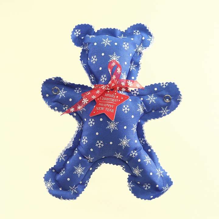 Joc/Jucarie- Kit Ursulet - Set constructie de indemanare, atentie si creativitate, 24 x18 cm Albastru cu fulgi de nea