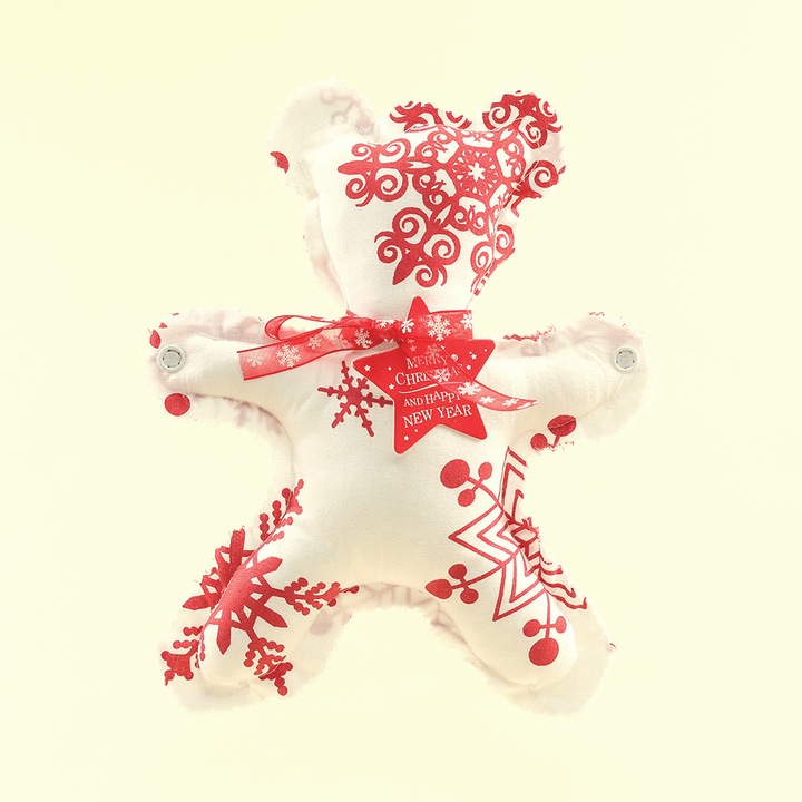 Joc/Jucarie- Kit Ursulet - Set constructie de indemanare, atentie si creativitate, 24 x18 cm alb cu fulgi de nea