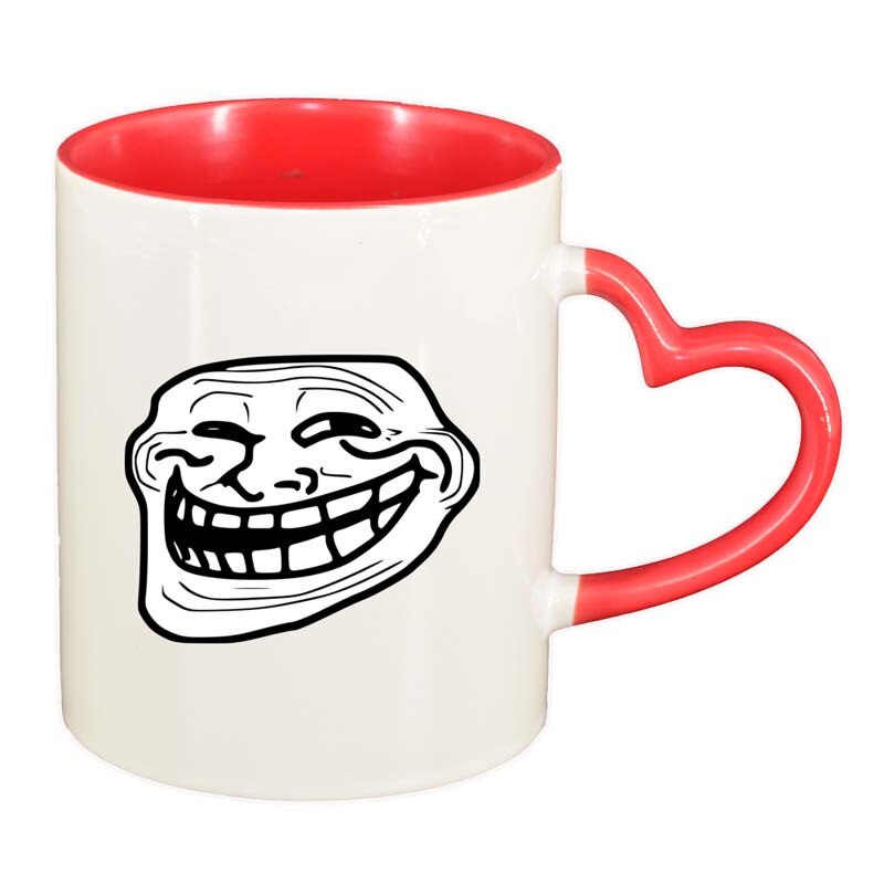 Cana Troll, interior rosu, maner inima, 330ml, D179