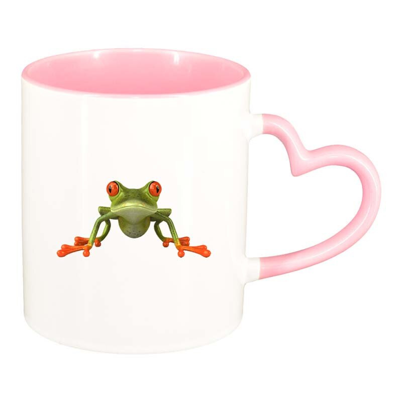 Cana Broasca, interior roz, maner inima, 330ml, D187